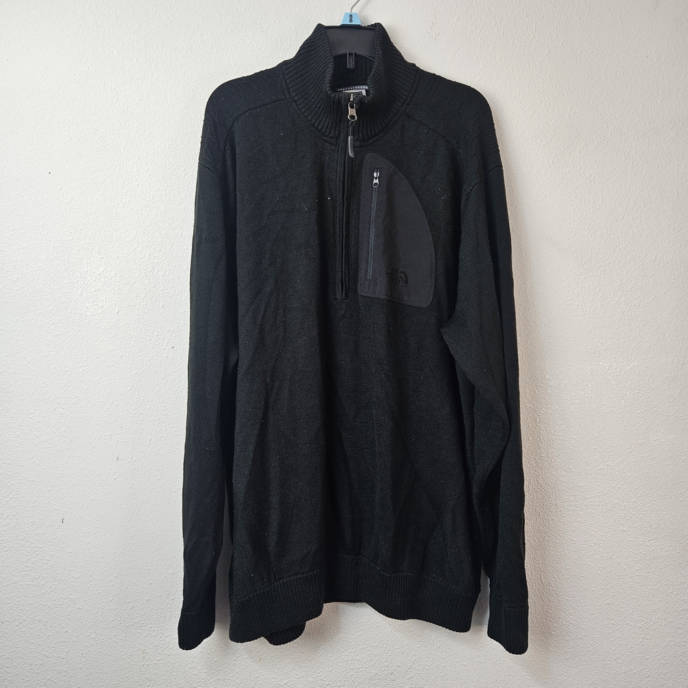 The North Face Mens XL 1/4 Zip Pullover Fleece Mock Neck Outdoor Black